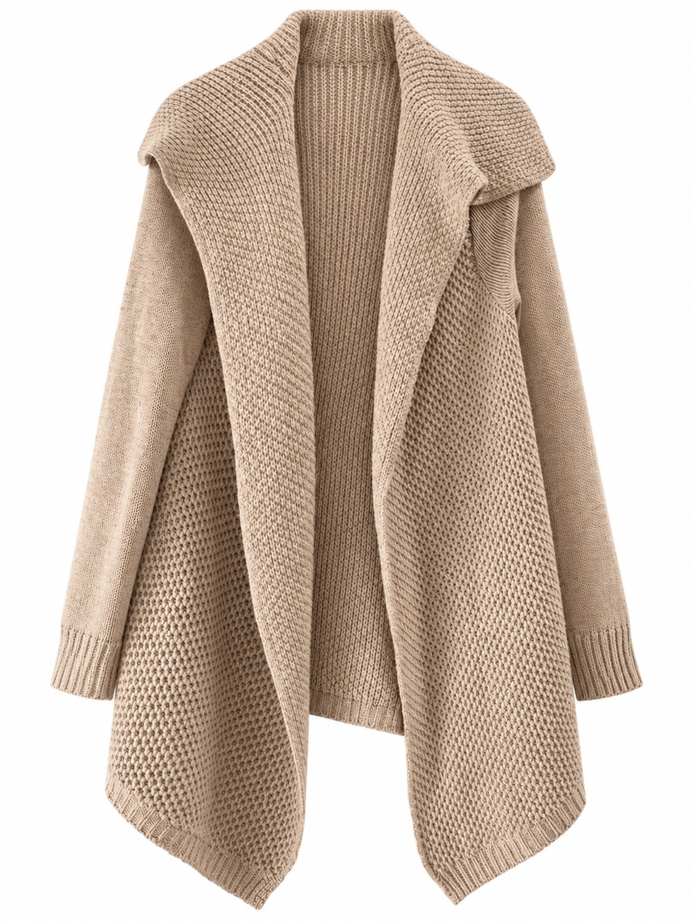 Vince Taupe Open-Front Draped Knit Cardigan